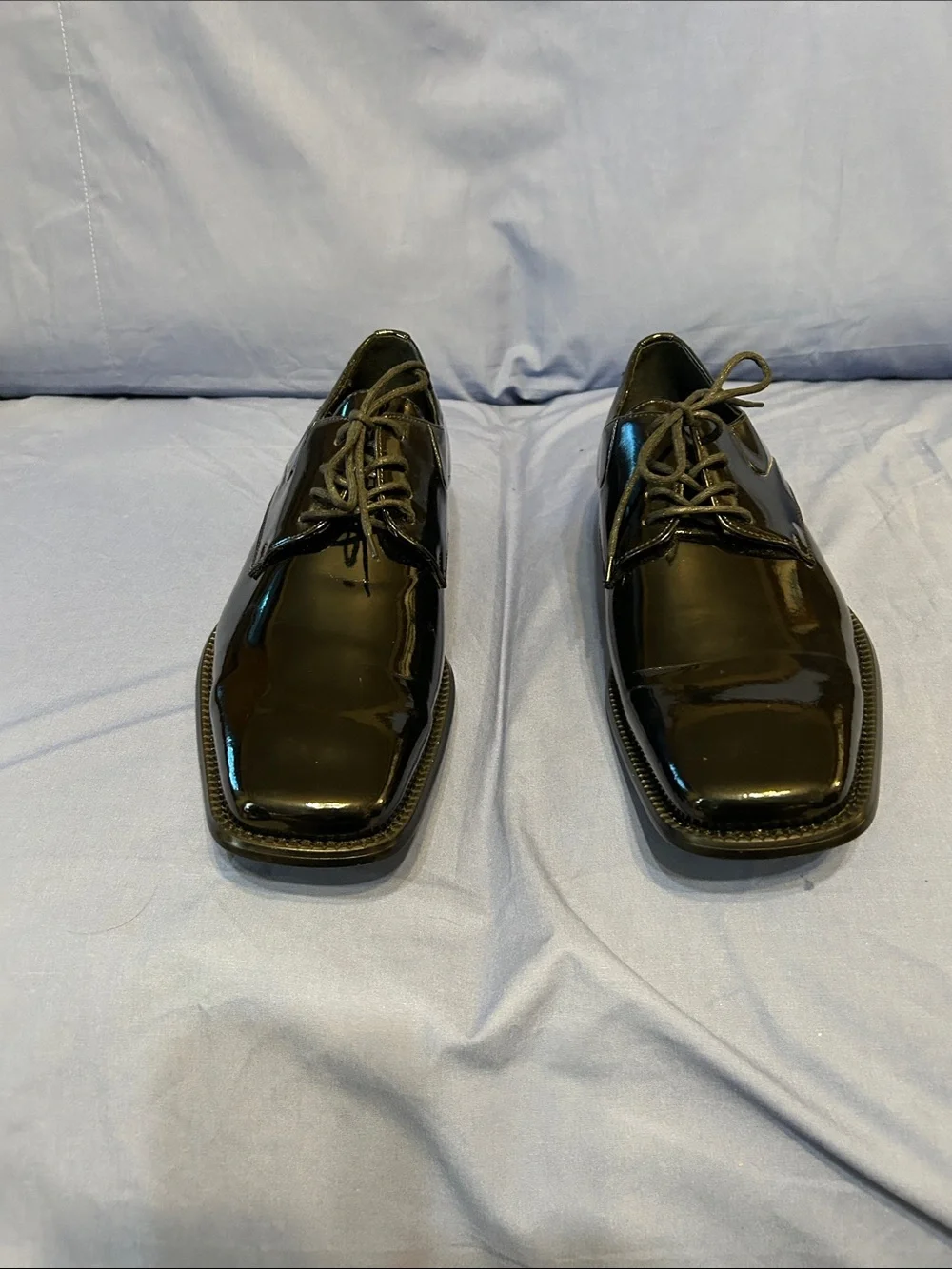 Stafford Black Patent Lace-Up Oxfords